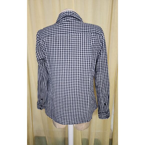 Crown & Ivy Navy Plaid‎ Embellished Long Sleeve Button Front Shirt Size M - Picture 2 of 6